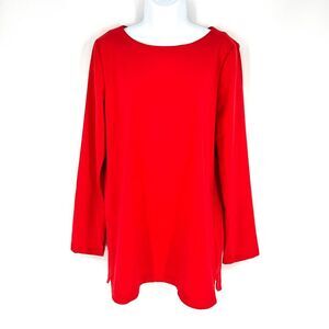JOIE A-Line‎ Top Blouse Size S Boat Neck Red Long Sleeve Tunic